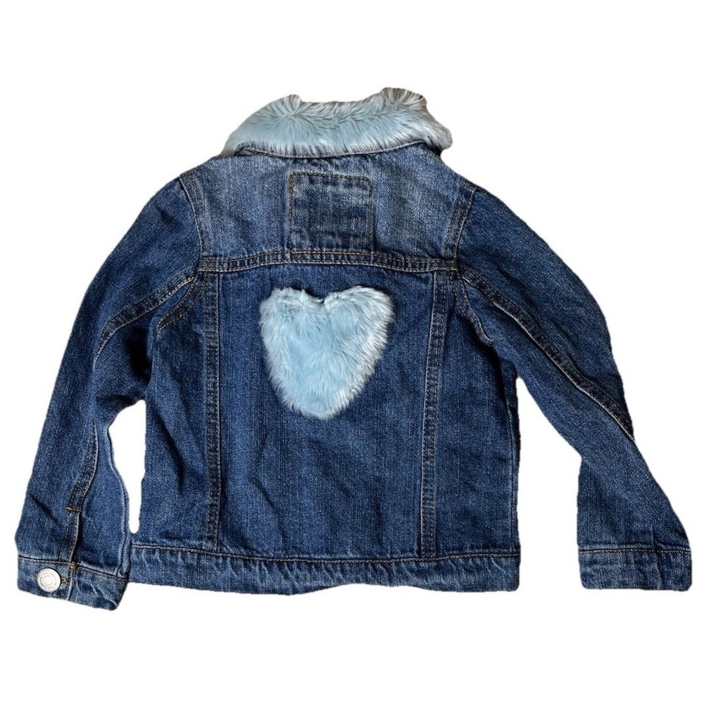 C&C California Girls Denim Jacket with Baby Blue Faux Fur Collar 3T NWT - Picture 2 of 6